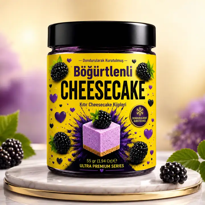 Dondurularak Kurutulmuş Böğürtlenli Cheesecake
